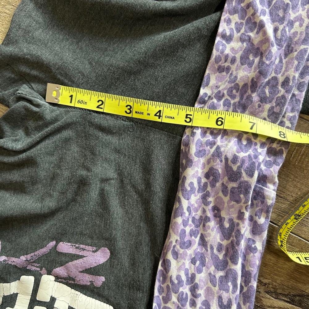 Y2K Aeropostale Women's Gray Purple Fold Over Leggings Flare Leg Sz Medium - Picture 9 of 9